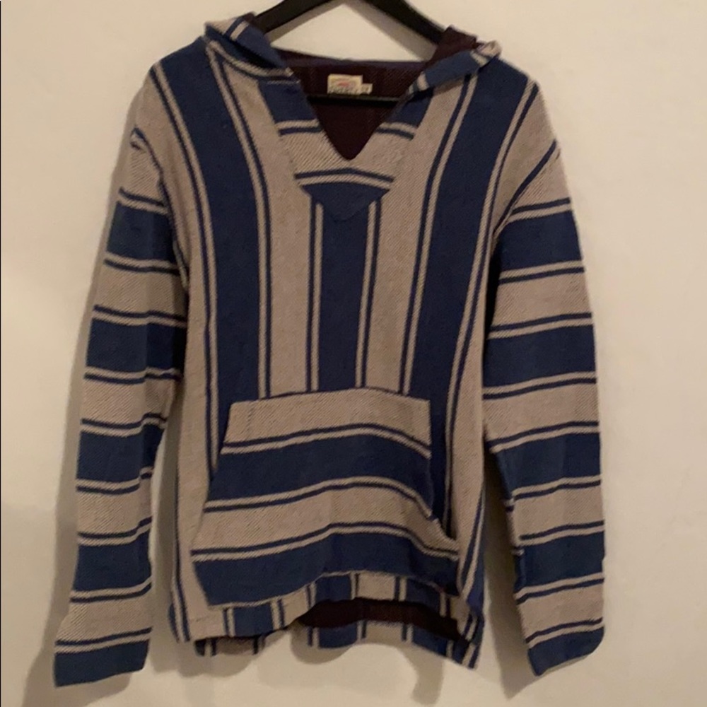 Faherty Grey/Indigo Stripe Baja Poncjo